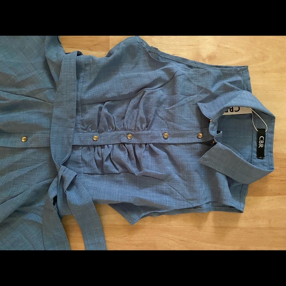 NWT Blue Button Up Dress - Picture 2 of 3